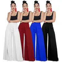 

Women High Waist Long Wide Leg Pants Ladies Trousers Solid casual loose wide leg pants