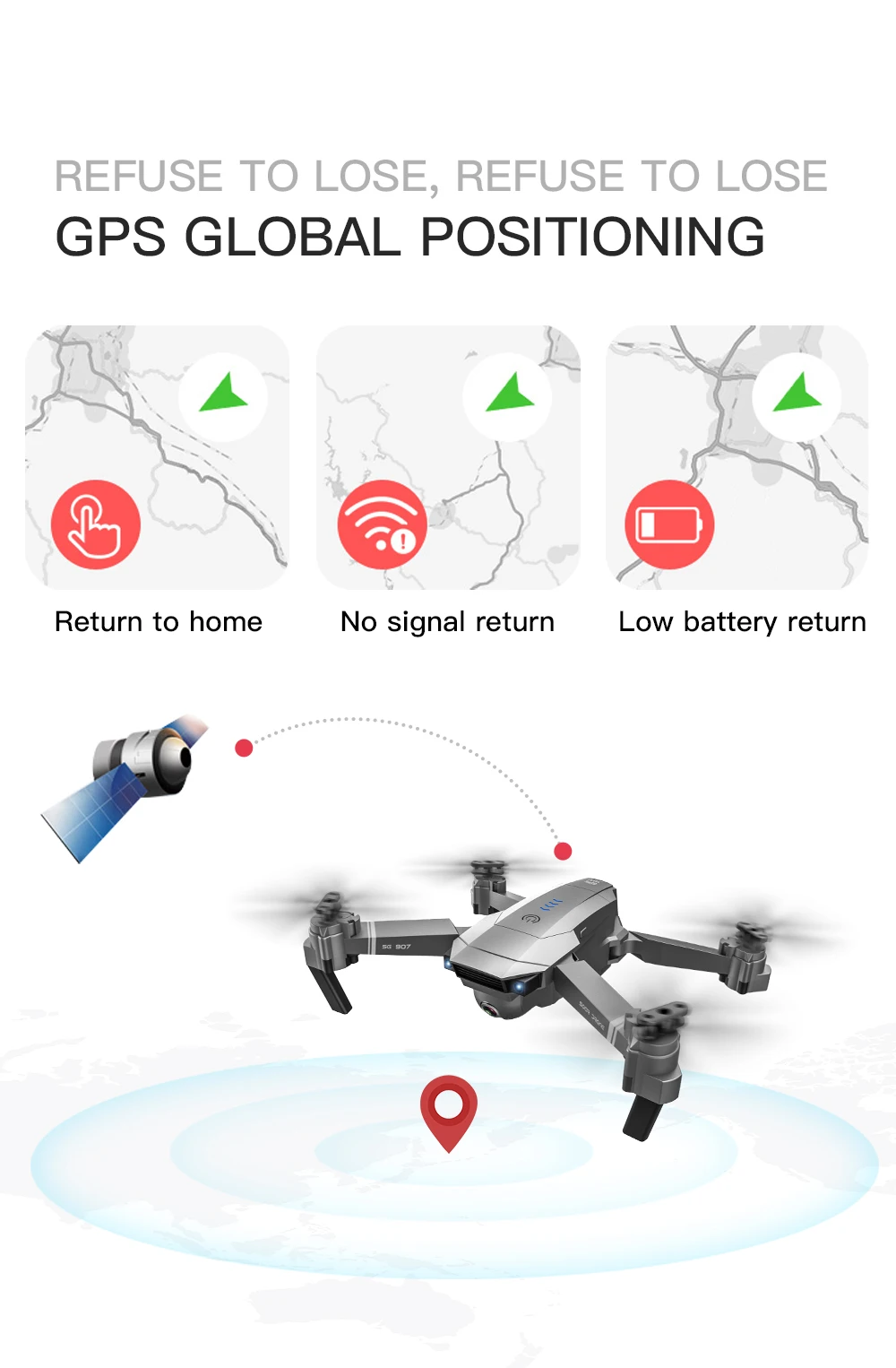 SG907 GPS Drone with 4K HD Adjustment Dual Camera Wide Angle 5G WIFI FPV RC Quadcopter Professional Foldable Drones