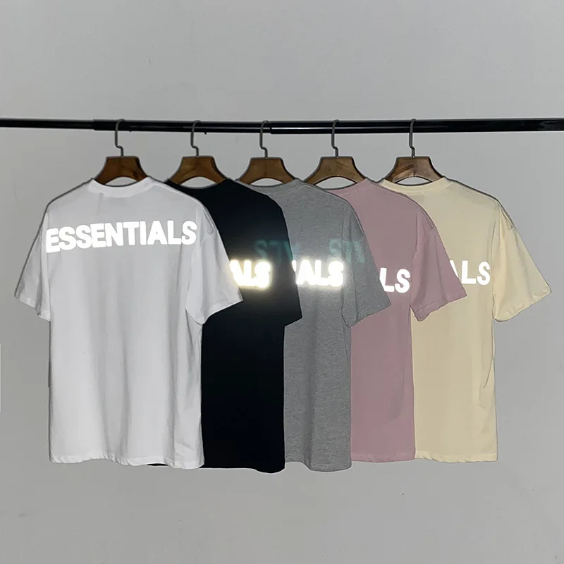 

Fear of god essentials factory supplier 5 colors reflective logo mens t shirt, Could be customized