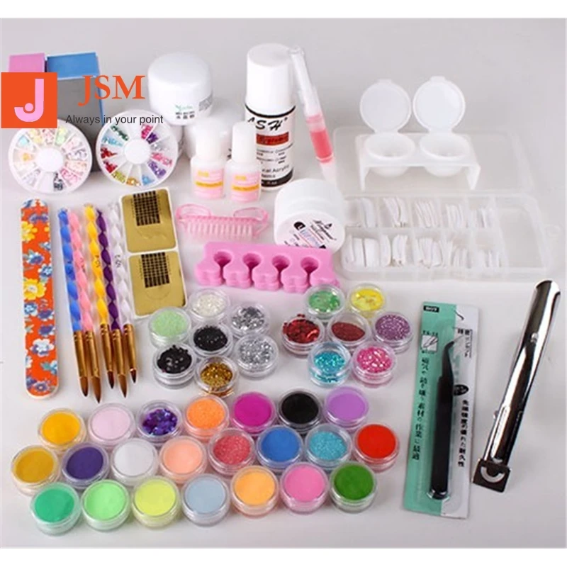 

Acrylic Powder Liquid KITS UV NAIL ART TIP Set Dust Stickers Brush TIPS NK011