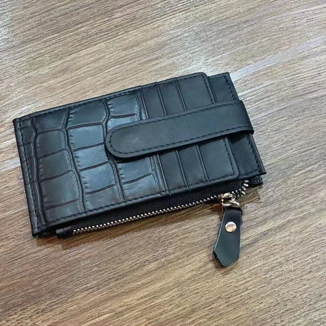

2021 Real cow leather luxury wallet men zipper credit card holder mens leather wallet fashion purse