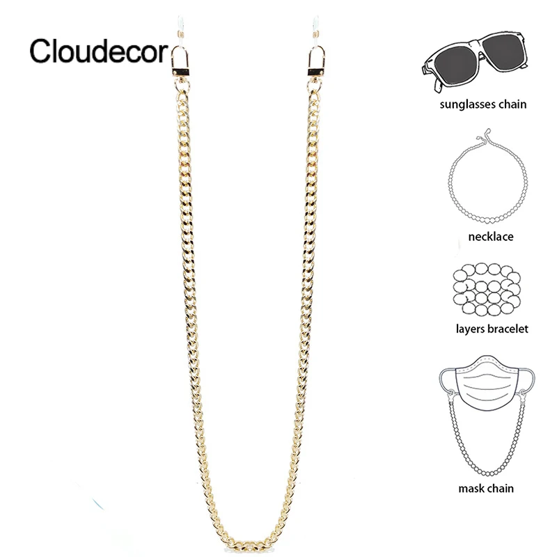 

Hip Hop Sunglasses Chain Gold Huge Chunky Cuban Chain Necklace Spectacle Holder Facemask Keeper Eye Glasses Strap Holder For Men