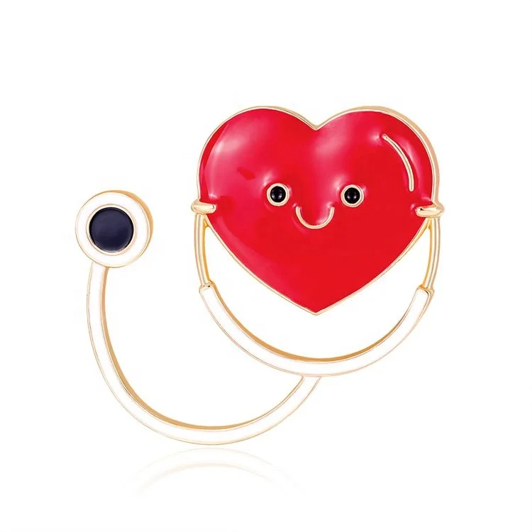 

Fashion Medical Pattern Red Love Stylish Alloy Nurse Medical Doctor Stethoscope Brooch, Picture shows