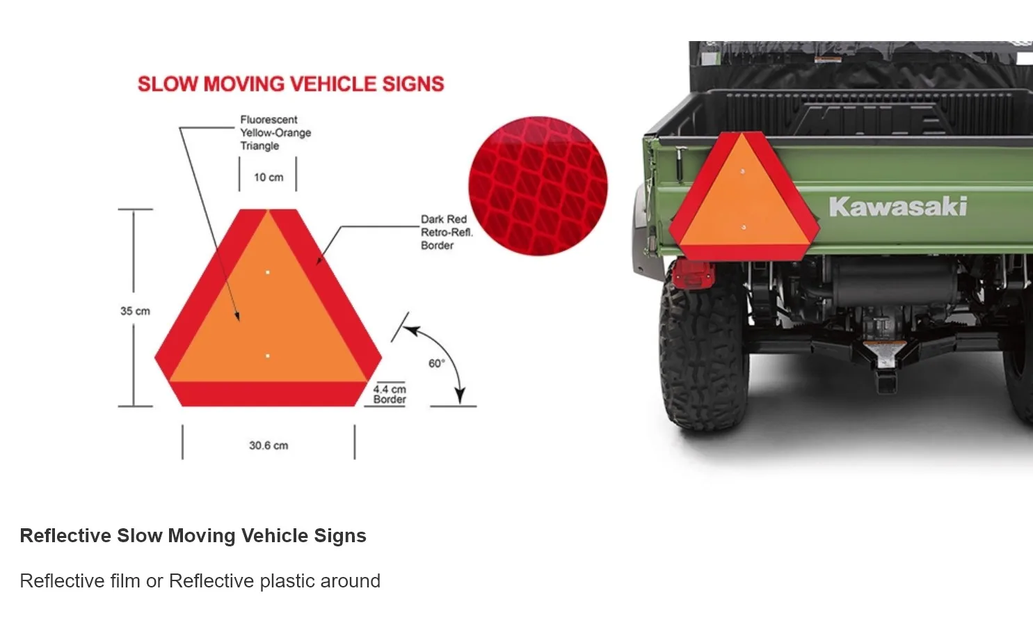Warning Alert Slow Moving Vehicle Reflective Caution Sign Triangle Truck Tractor 