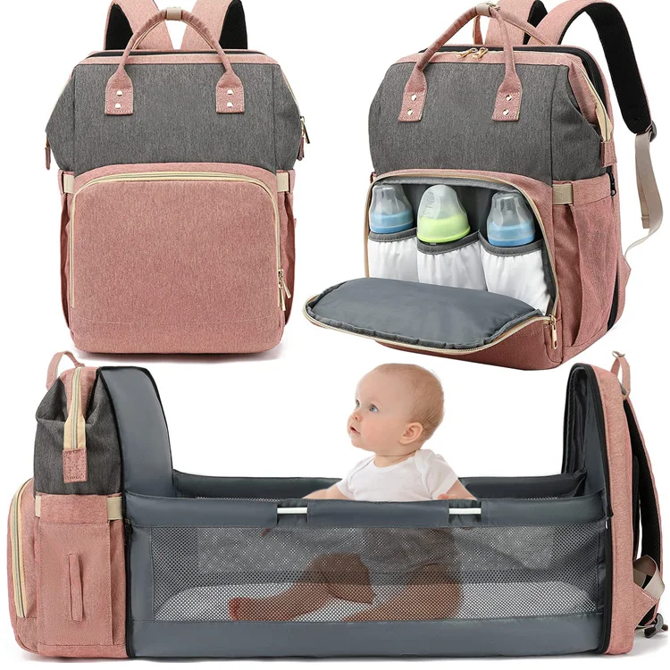 

Hot sale custom mommy backpack bags waterproof large folding insulated baby diaper bags with changing station, Customized colors