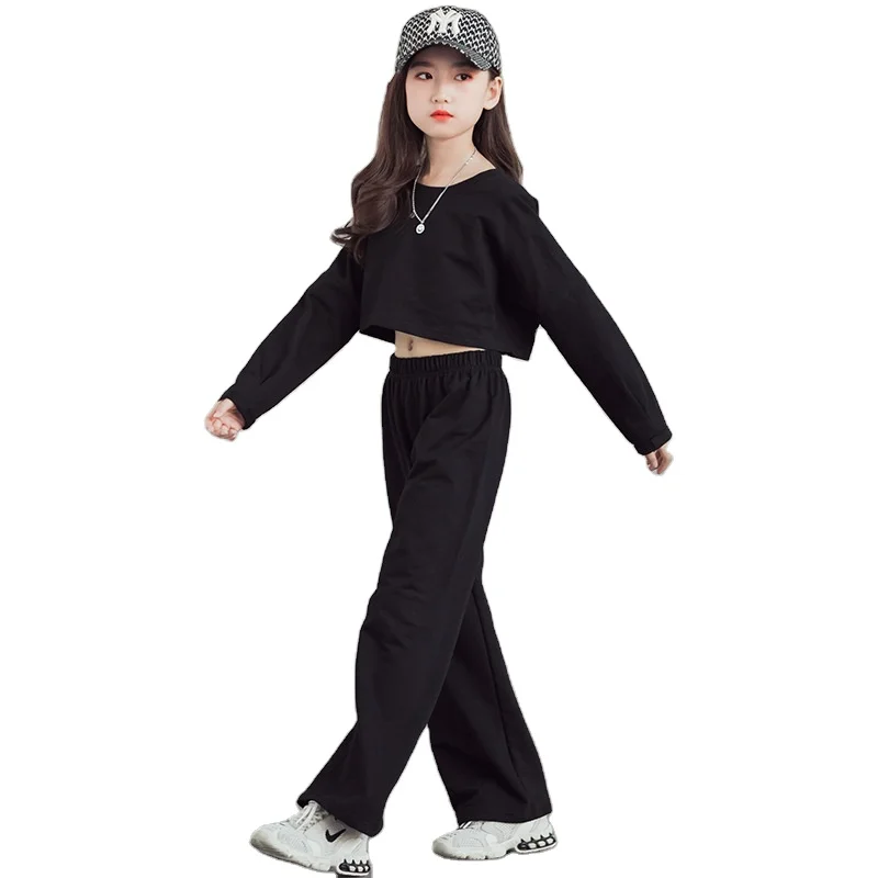 

Girls spring and autumn new suit two-piece suit big kids wide leg pants suit