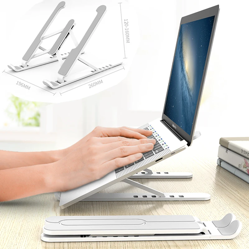 

2021 Aluminum Notebook Computer Stand Folding Desk Support Frame Portable Adjustable Desktop Notebook Computer, Silver