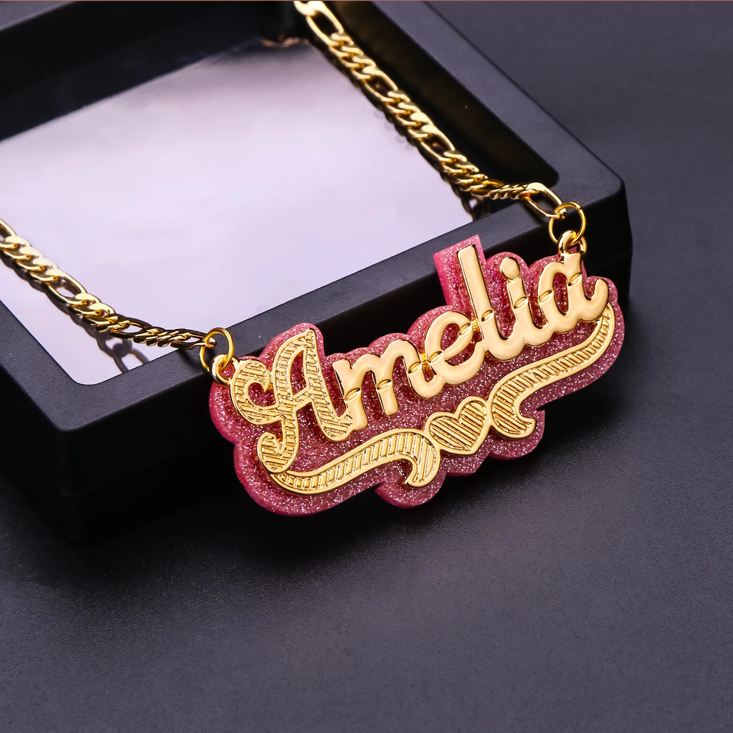 

DY Jewelry Custom Personalized Alphabet Necklace Multicolors Pendant Nameplate Gift Stainless Steel Name Necklace Customized, Gold,silver,rose gold