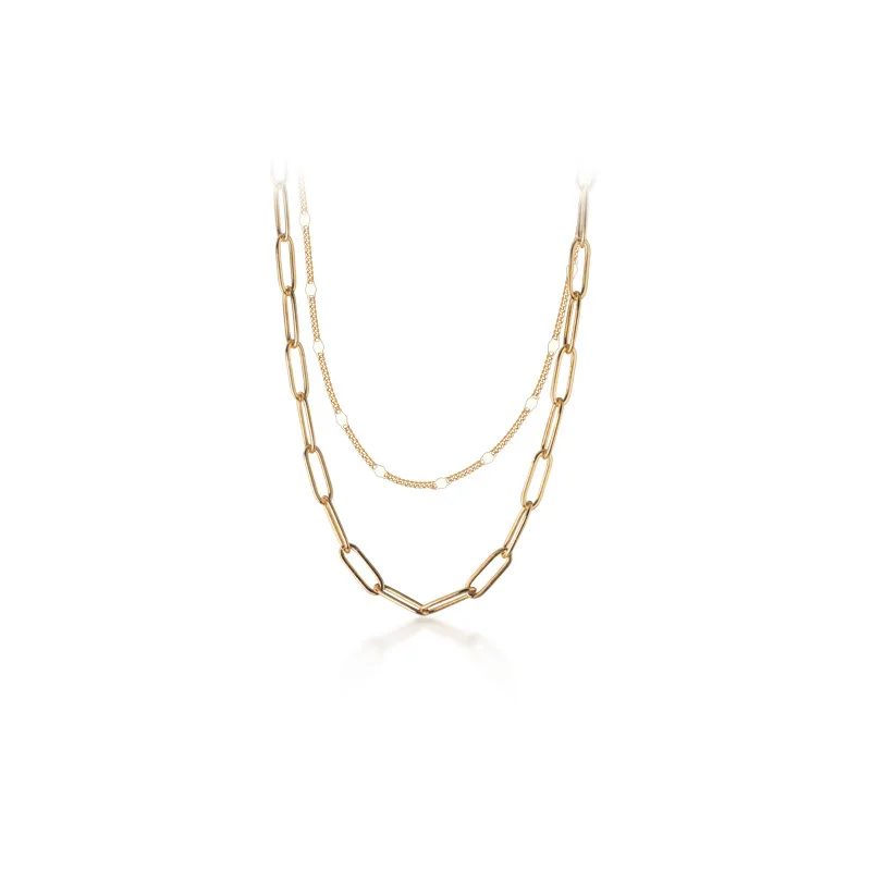 

N3110 Magnetic Jewellery Silver Double Layer Single Chain Clasp Oval Disc Necklace