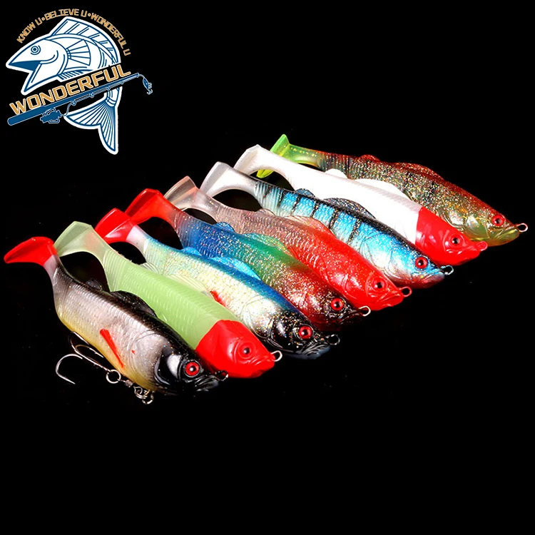 

Factory Price 9g 65mm Plastic Artificial Wobblers Jigging Luminous T Tail Head Lead Fish Soft Lure