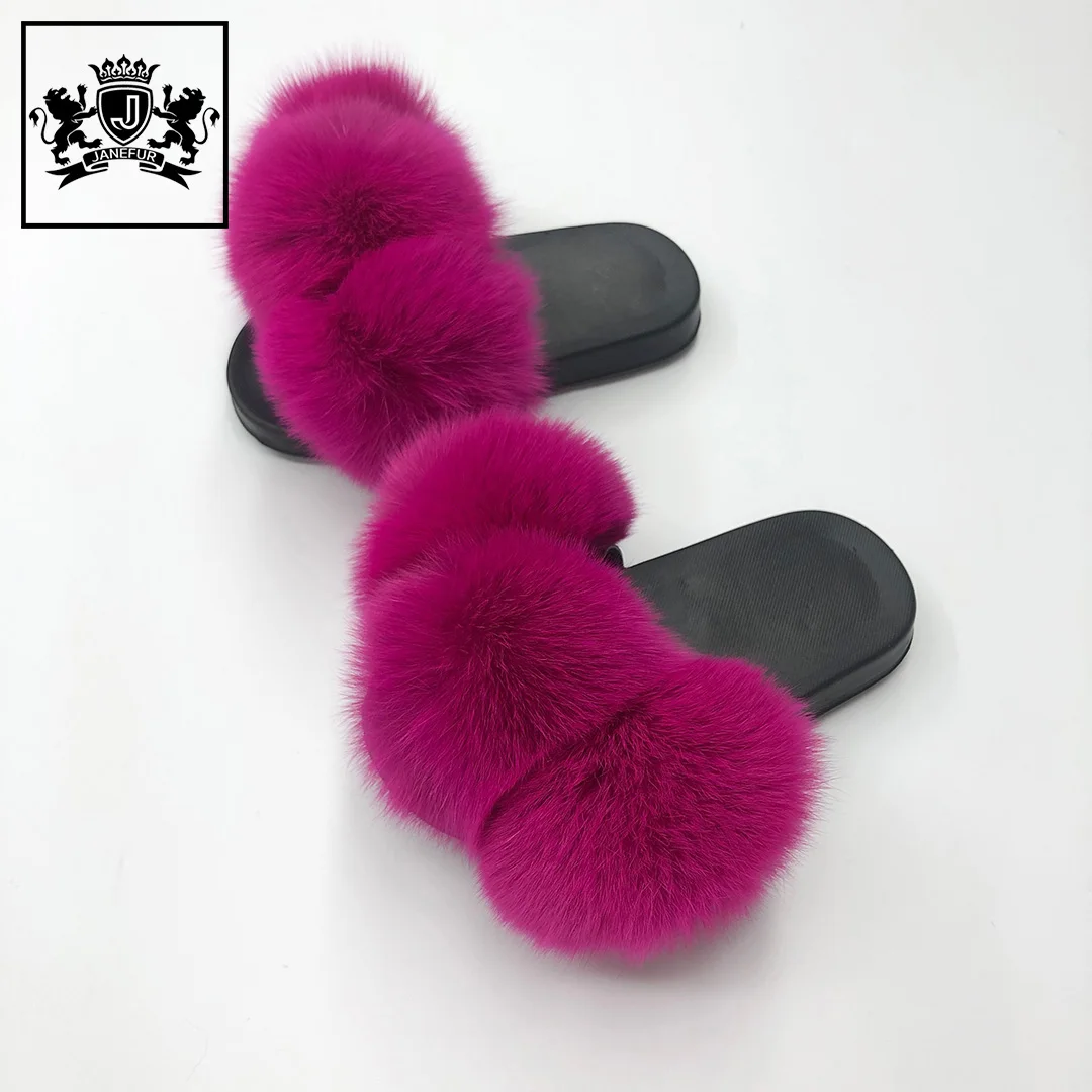 

Girls boys plush balls summer outdoor cute rabbit&fox fur children's slippers, Picture ,can custom