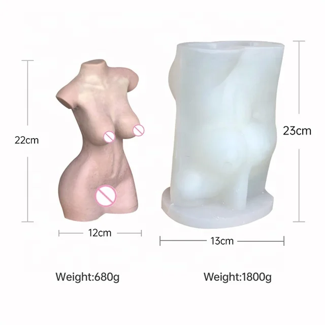 

DLW021 Body Mold Large Size Female Torso 23cm 9inch Molde Silicona Venus Nude Candle Women Human Torso Female Body Silicone Mold, Transparent