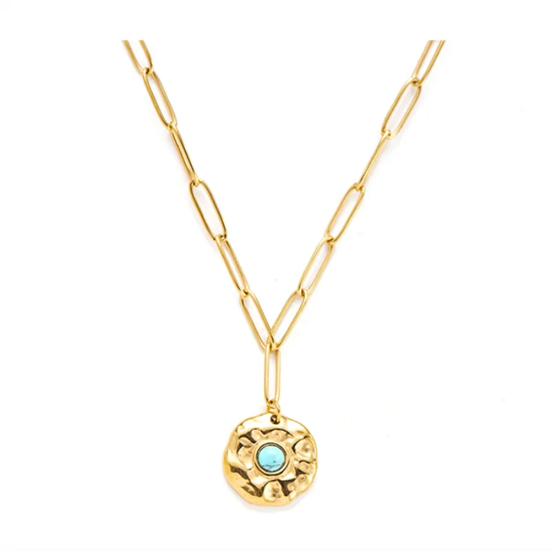 

Personalized Design Gold Plated Nature Stone Stainless Steel Necklace For Women Wholesale Jewelry