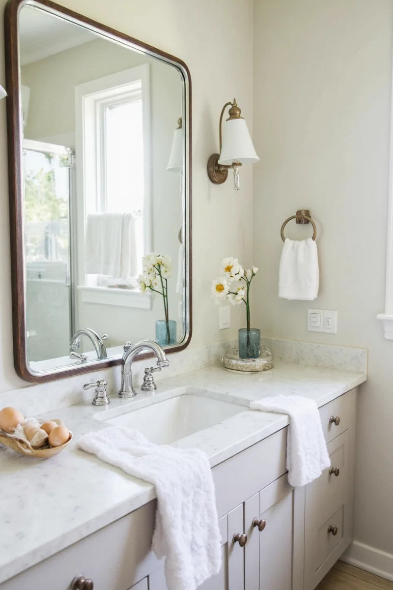 Vintage bathroom with clawfoot tub and floral wallpaper