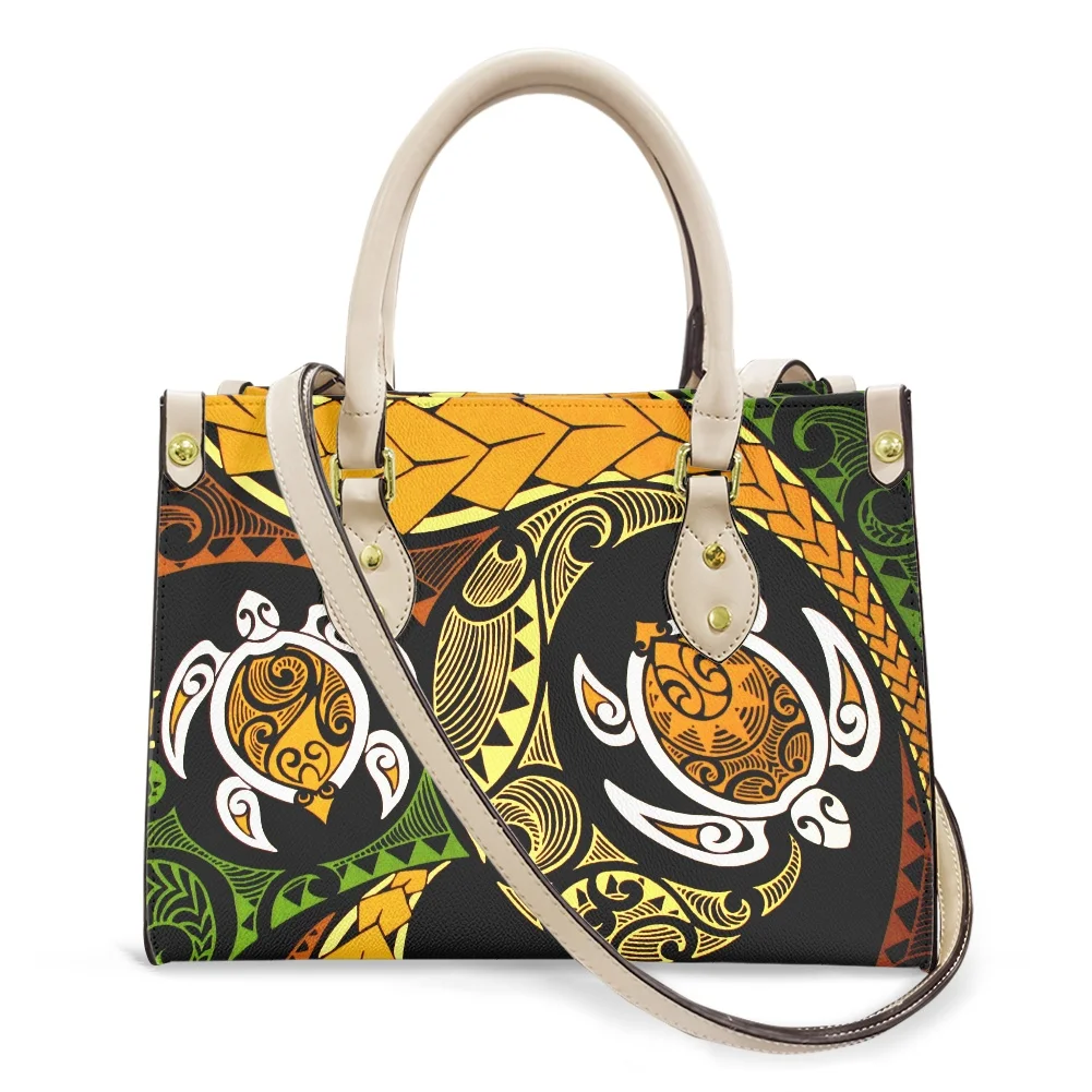 

Samoan Island Polynesian Orange Tribal White Pattern Luxury Brand Bags Women Handbags Famous Manufacturing Leather Handbags, Accept custom made
