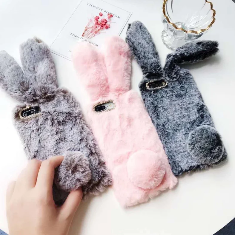 

3D Warm Cute Cartoon Fluffy Rabbit Plush Case For Huawei Mate 30 Pro 20 P30 P20 P10 Lite P Smart 2019 y6 y9 prime 2019 TPU Cover