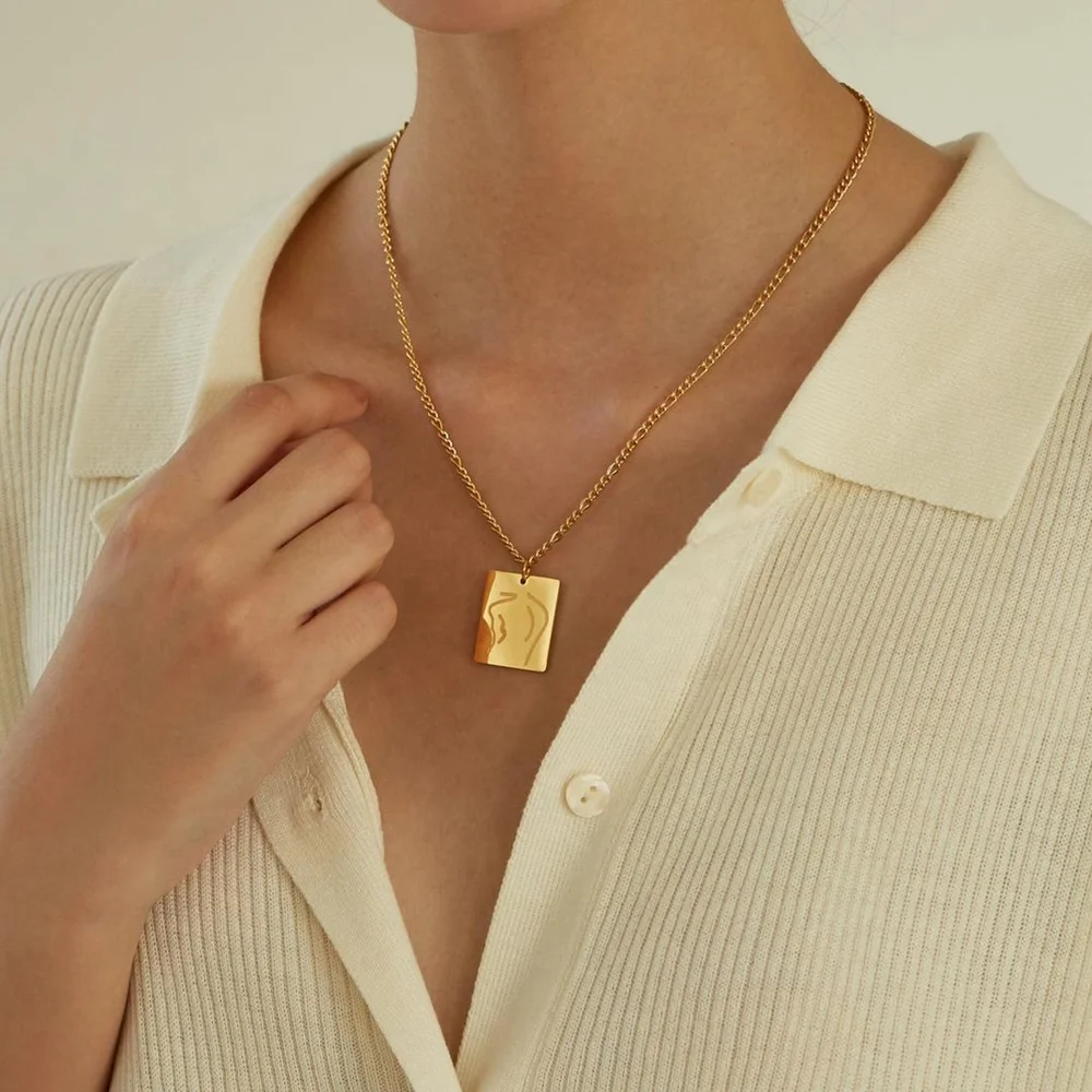 

Girls Accessories Jewelry Minimalist Necklace Rectangle Women Body Necklace Powerful Girls Necklace, Gold/silver/rose gold