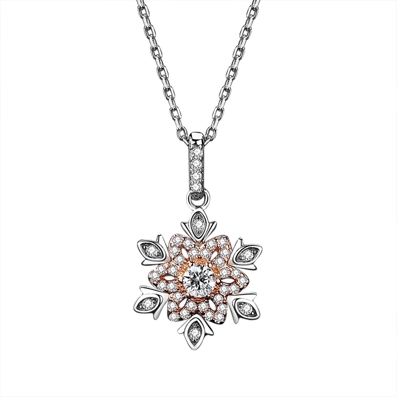 

Women Fashion Silver Snowflake Charm Zircon Pendant Necklace Gift