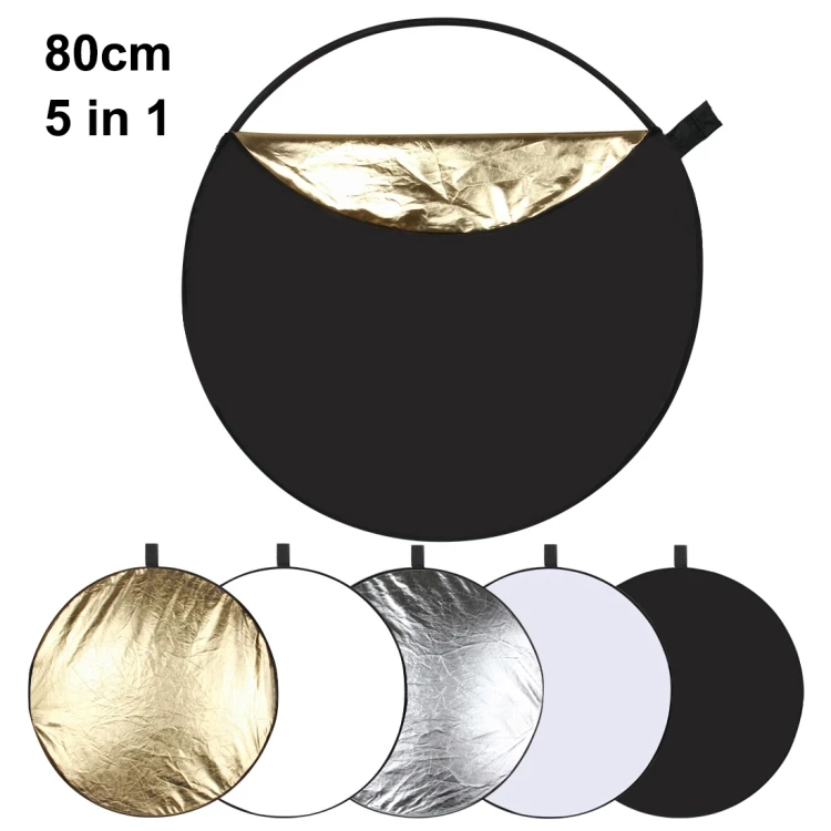 

Dropshipping PULUZ 32 in () 5-In-1 Round Glass Photography Reflector For Studio Photo Lighting Collapsible, Silver / translucent / gold / white / black