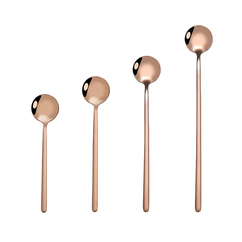 

Custom Black Stainless Steel Scoop Metal Ice Cream Dessert Tea Coffee Spoon, Silver, gold, rose gold, black