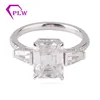 3.5ct DEF Emerald Cut trapezoid Side Moissanite Engagement Ring 14k white gold