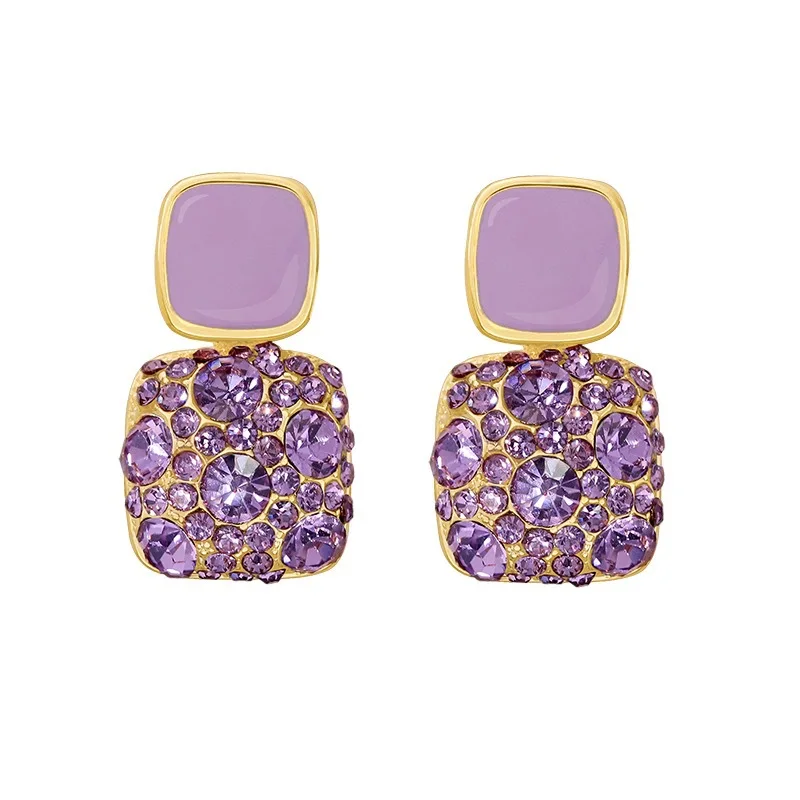 

Retro temperament Europe and America 2021 new high-quality purple earrings female exquisite niche Fashion Stud Earrings, Gold