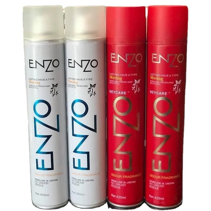 

Professional Private Label Treatment Hair Styling Strong Hold ENZO Hair Spray Shine 420ml, White red