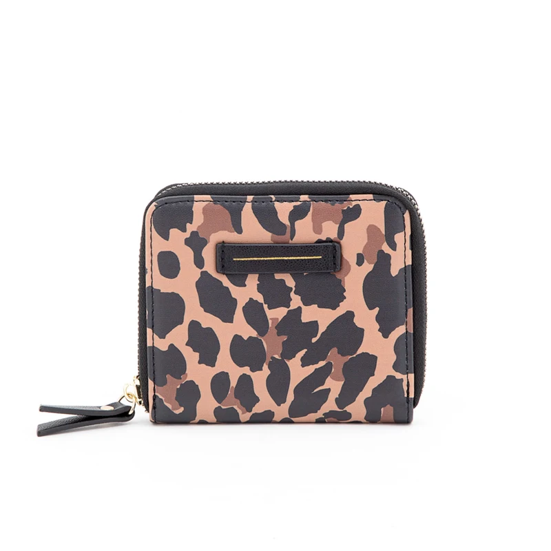

PU leather waterproof leopard print short purse cutie fashion card holder wallet