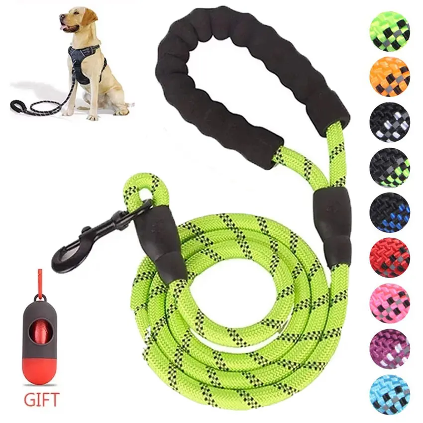 

Pet Soft Reflective Nylon Braided Rope Dog Leash Luxury Heavy Large Dog Reflective Nylon Braided Climbing Rope Dog Leash, As picture