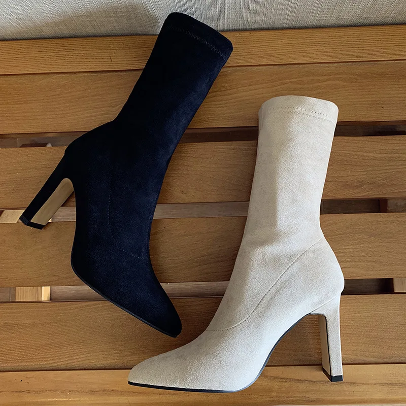 

Women High Heel Shoes Velvet Sexy Thigh High Boots Leather Outdoors Ladies Shoes Wholesale New Fashion Women's Dress Boots
