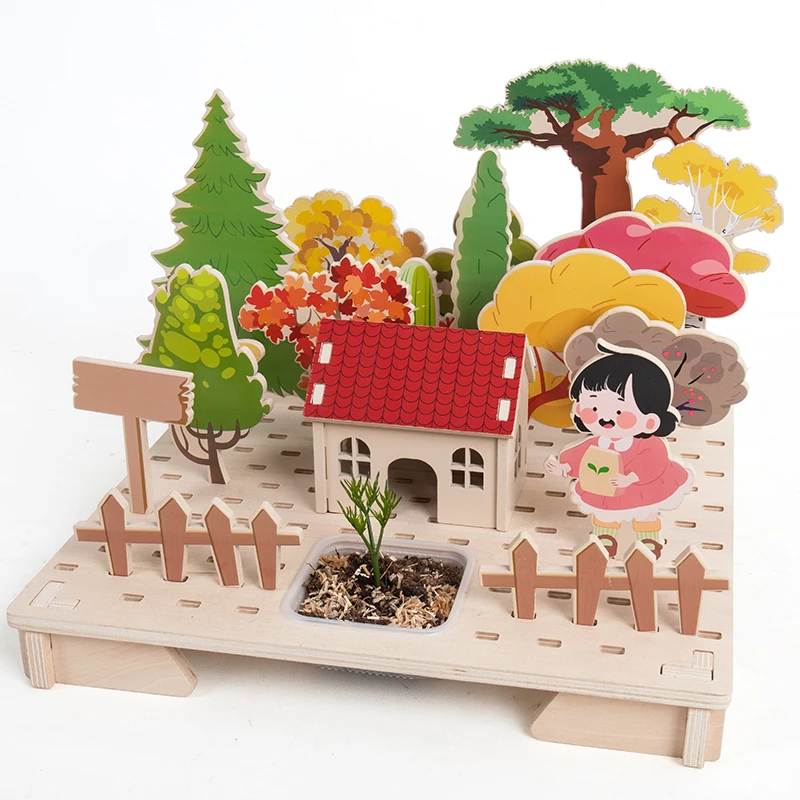 2026 New Trends Children's Wood Planting Garden Doll House Game Educational Pretend Playing Gift Farm Toys for Boys Girls
