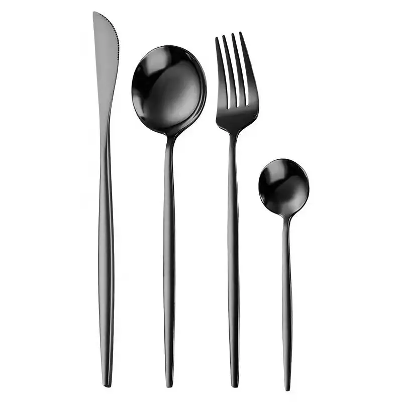 

Economic portugal portuguese colorful stainless steel 304 (18/10) PVD black matte gold cutlery kichan set flatware