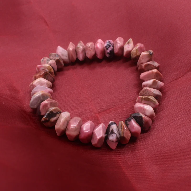 

High quality rhodolite irregular flakes crystal chips bracelet healing energy natural raw stone stretch bracelet