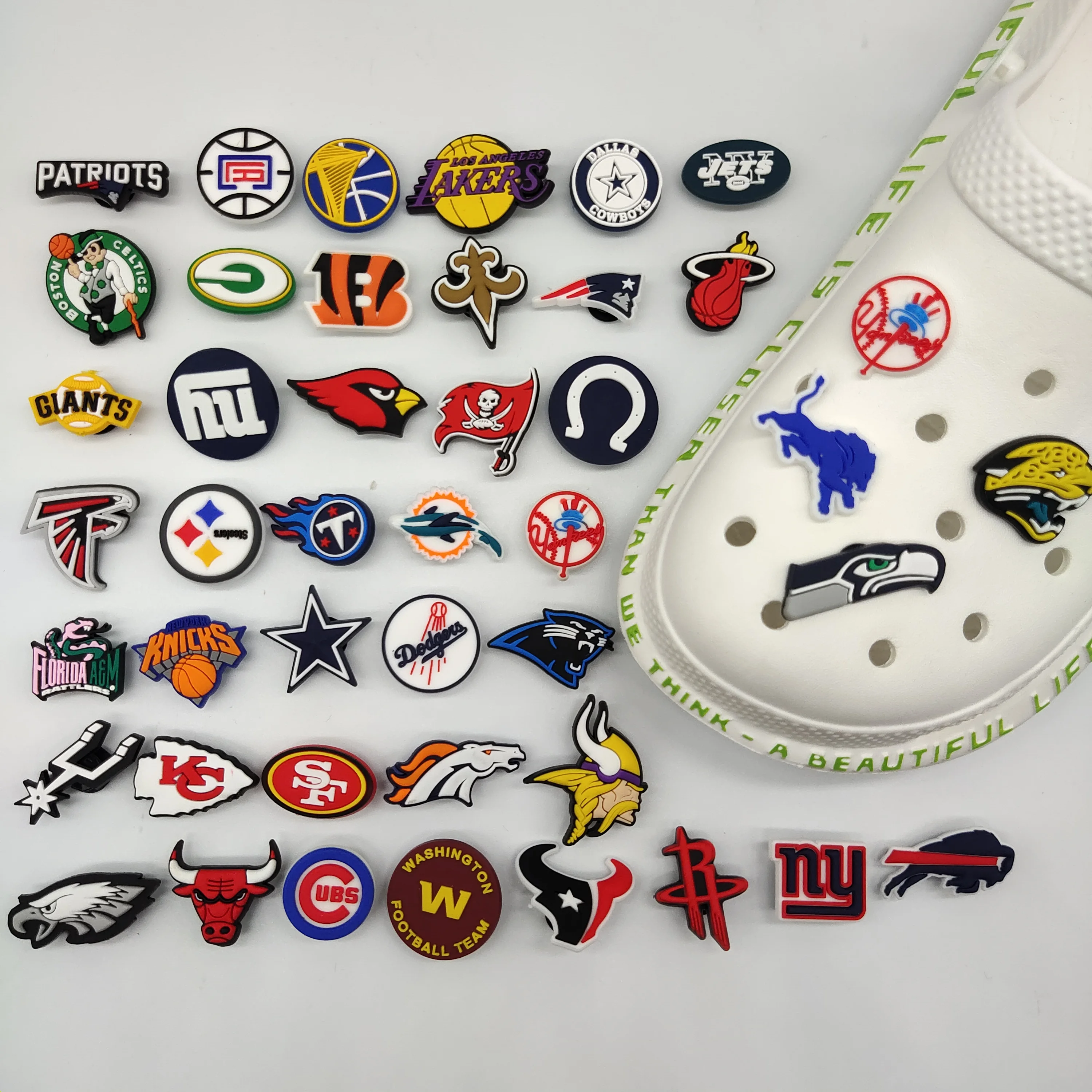 

Sports team wholesale custom DIY shoe croc charms pvc soft Shoe decoration clog for shoes and accessories as a party gift