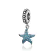 Blue Starfish Dangle Pendant S925 Unique Fashion Sea Animals Underwater Charm Bead Hot Sale fit for Bracelet and Necklace