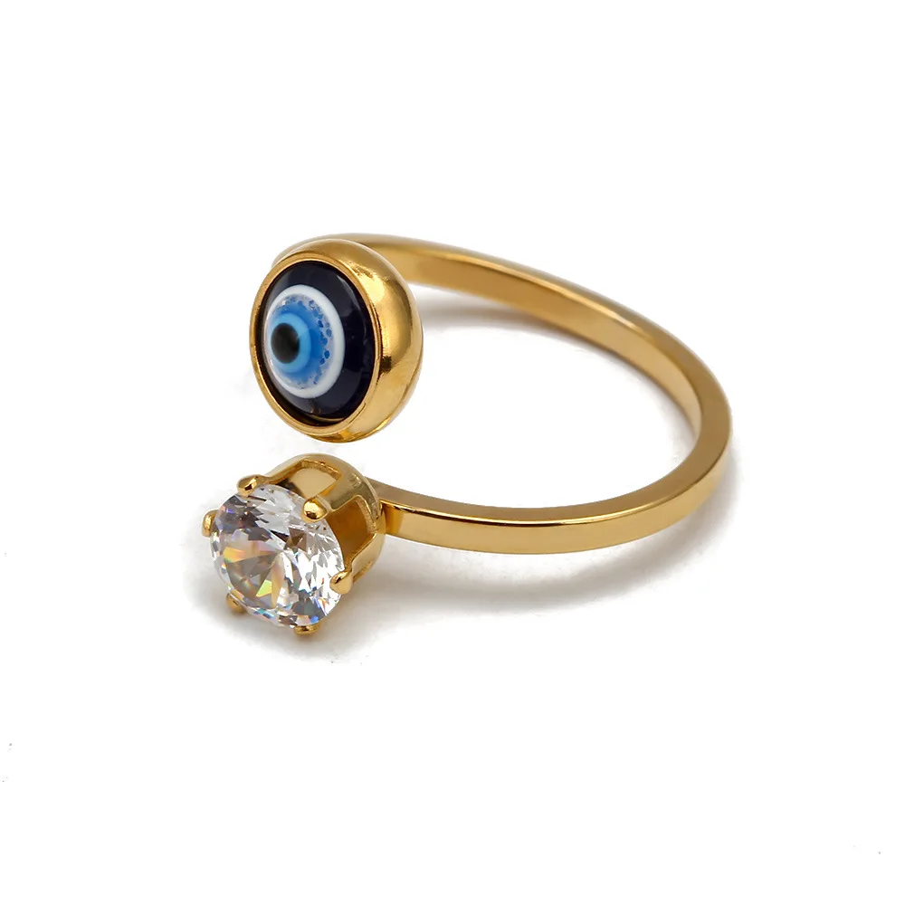 

Risingmoon Opening Adjustable Zircon Set Blue Evil Demon Eye Ring