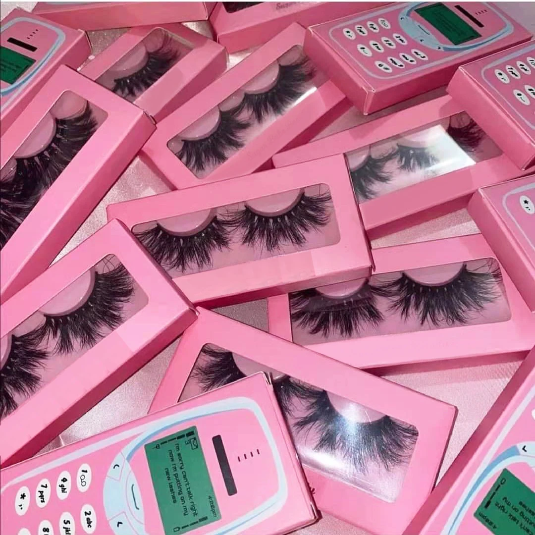 

high quality empty eyelash packinging box eyelash boxes custom logo 20mm 25mm mink eyelashes, Natural black