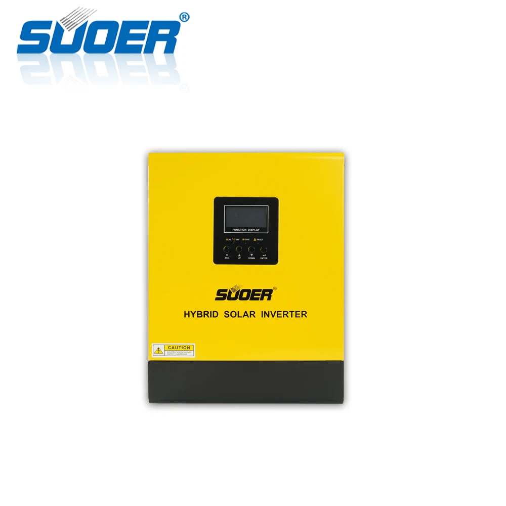 Suoer 12V 230V 1KW 1000W hybrid solar power inverter pure sine wave  inverter built-in PWM solar charge controller