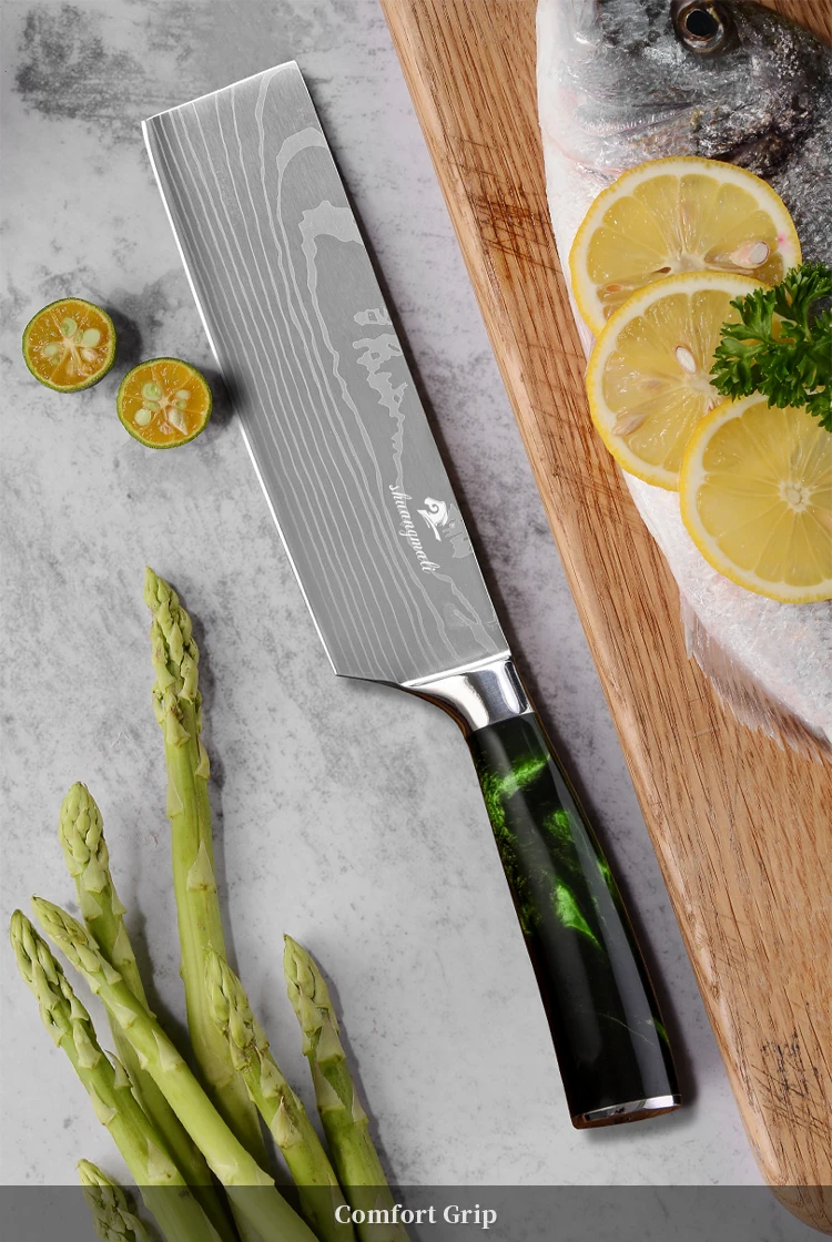 7英寸不锈钢4cr13激光大马士革钢模式日式蔬菜刀 - buy 把刀刀,nikiri