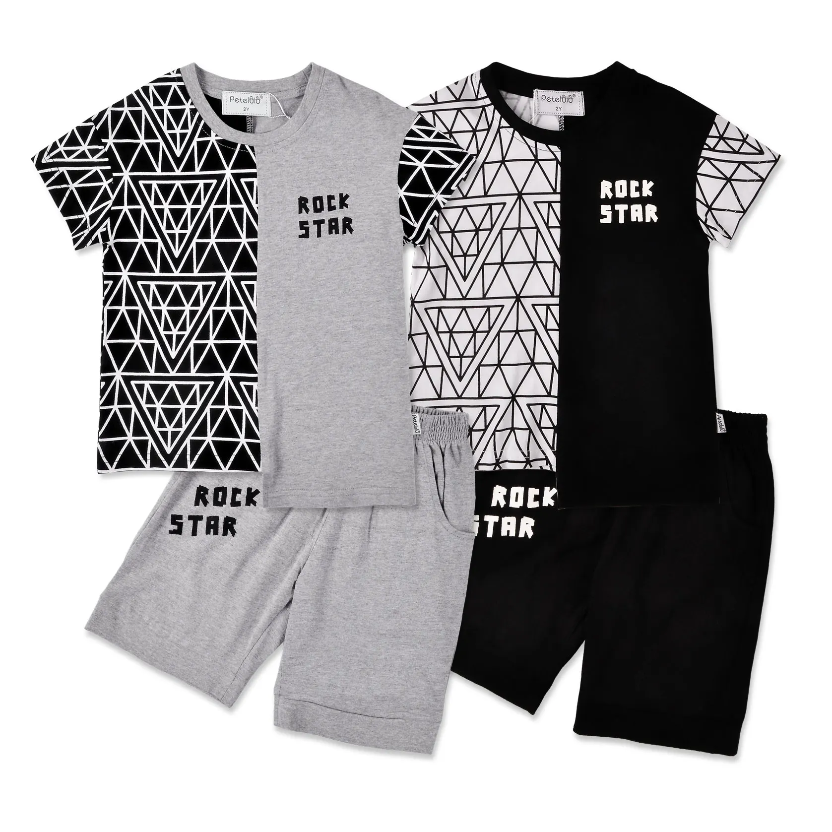

Boys Short Set Kids Clothes Line Drawing CASUAL Children Outfit 2 pieces 2-10T