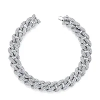 

10mm 925 Sterling Silver/Brass 2019 Hip Hop Jewelry Fashion Miami Cuban Chain Bracelet CZ Iced Out Diamond Bracelet For Girls