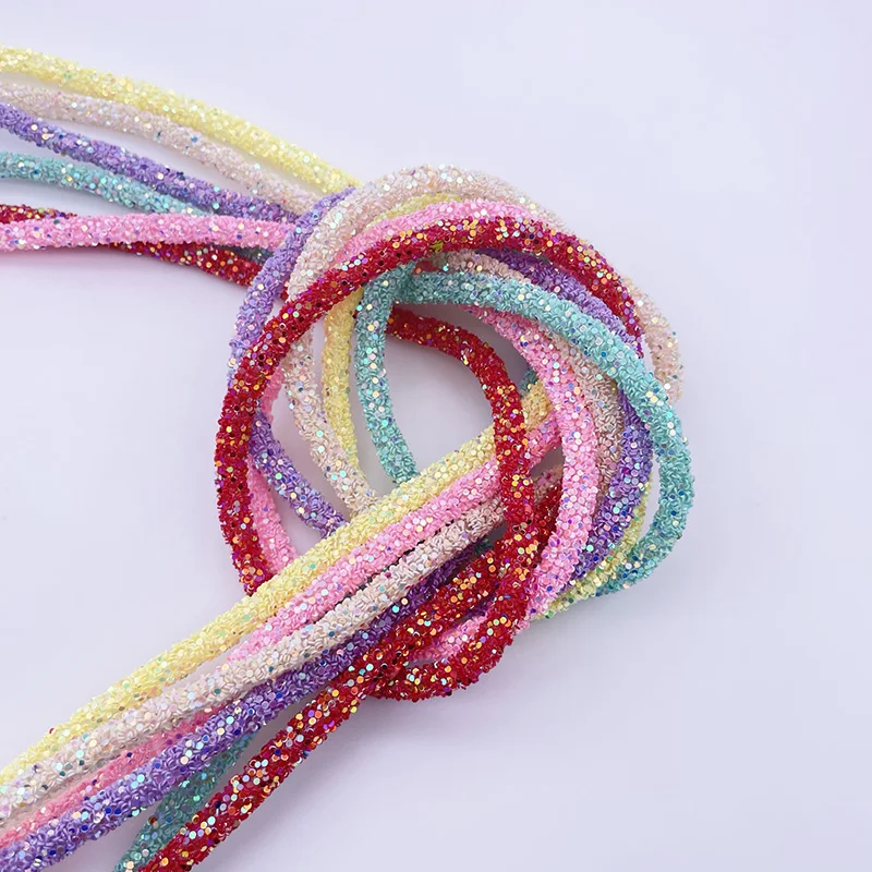 

Colorful AB Resin Appliques Glitter Rhinestones Rope Sequin Tube Cord Trimming For DIY, As your request