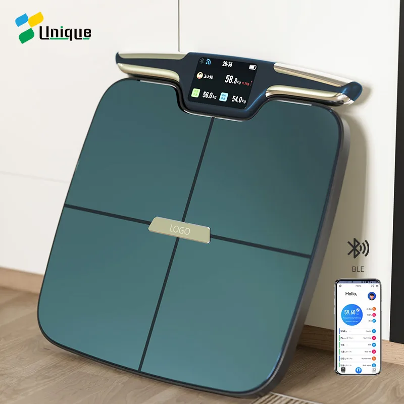 

TFT colorful large screen bluetooth bathroom scale 8 electrodes body composition smart body fat scale