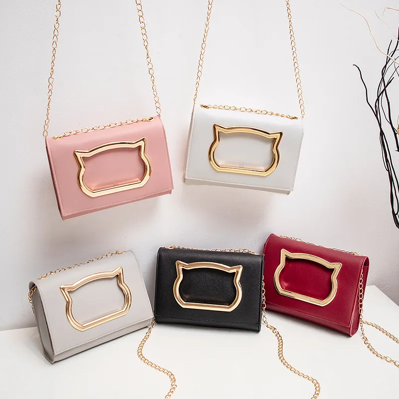 

girls best quality sling cross shoulder hand bag fashion trendy chain black white pink women crossbody bags 2020, 5 colour