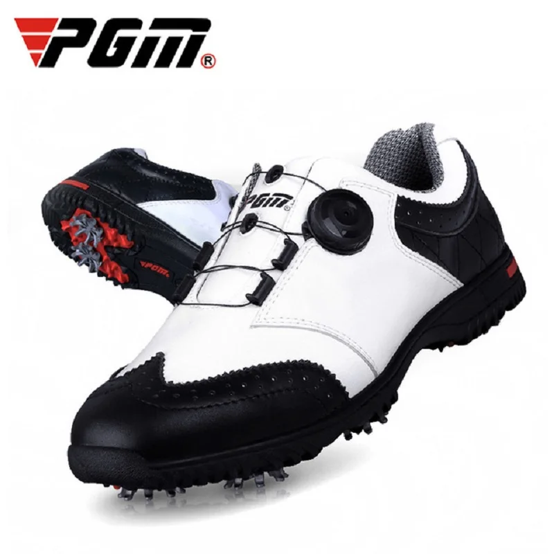 

Pgm Golf Mens Shoes Comfortable Knob Buckle Golf Men'S Shoes Waterproof Genuine Leather Sneakers Spikes Nail Non-Slip Shoes