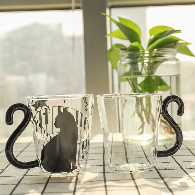 

wholesale Good Quality high borosilicate insulated thick single wall cat glass cup