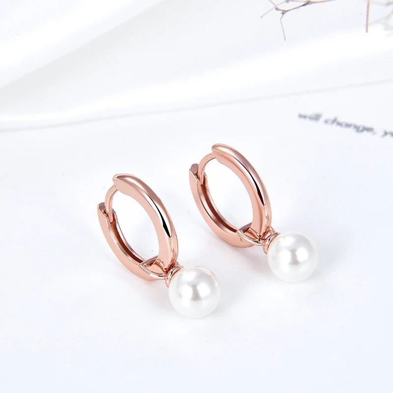 

RINNTIN SE308 hot selling korean earrings wholesale 925 seterling silver pearl earrings for women