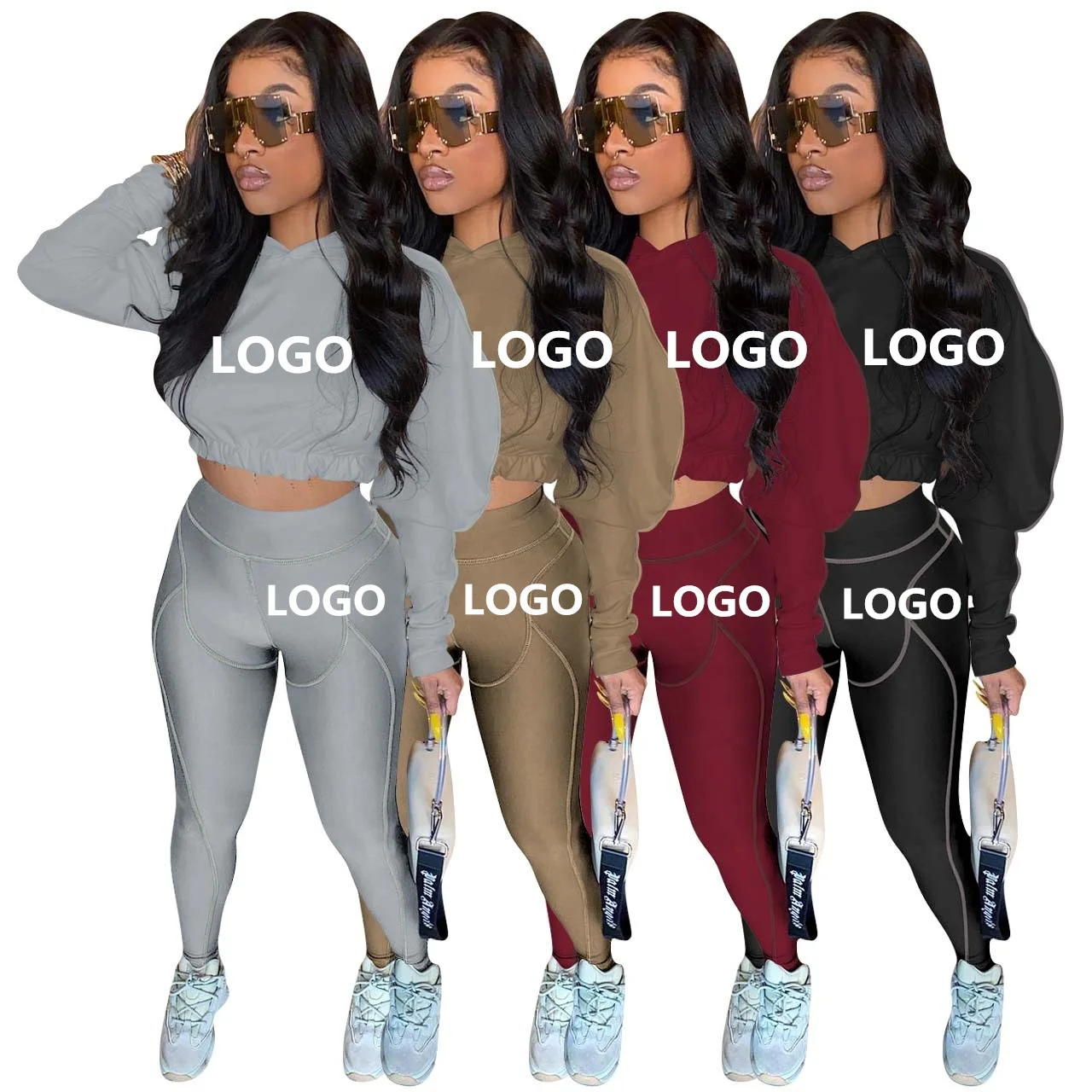 

Biwisy 2 Piece Long Sleeve Jogger Stripe Workout Sets Womans Jogging Wear Set Clothing Fall Jogging Sweatsuit Women's Sets