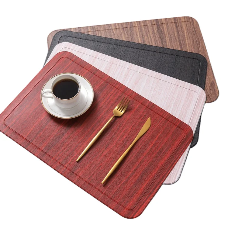 

Hot sale PU table placemat heat insulation dinning table mats waterproof mat, Red/black/pink/brown