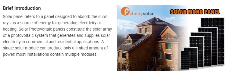 210W mono solar panel solar module for industrial use